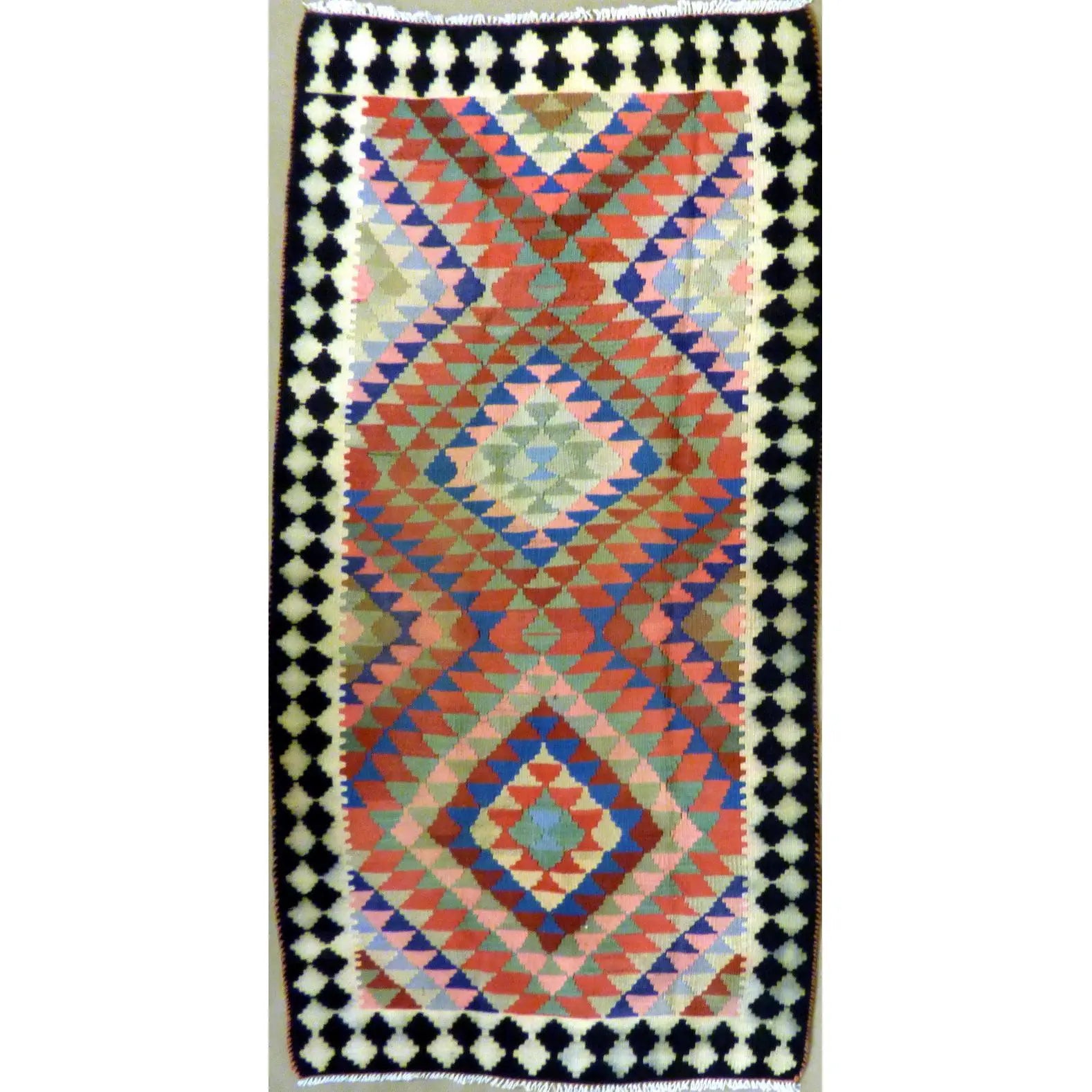 One Of The Kind Authentic Hand-Knotted Sanandaj Vintage Kilim 8'11" X 4'4"